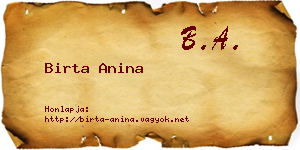 Birta Anina névjegykártya